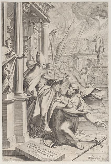 Saint Ambrose repelling Emperor Theodosius