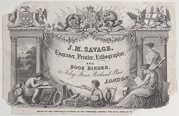 Trade Card for J.M. Savage, engraver, printer and lithographer