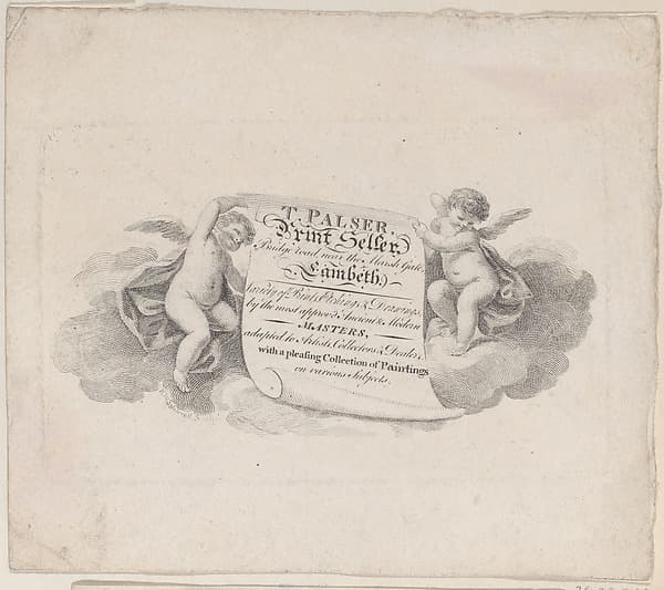 Trade Card for T. Palser, Printseller