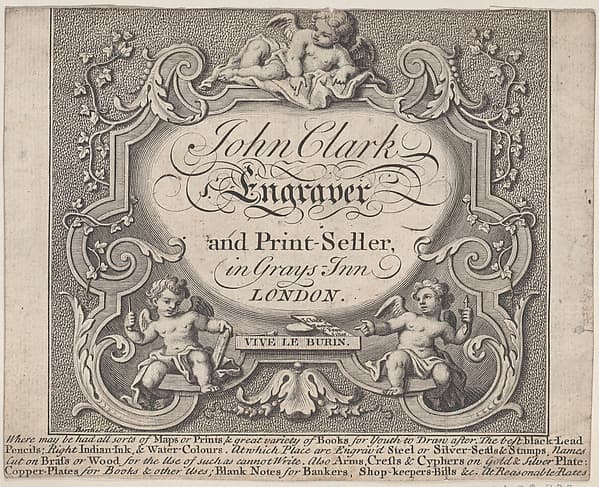 Trade Card for John Clark, Engraver & Printseller