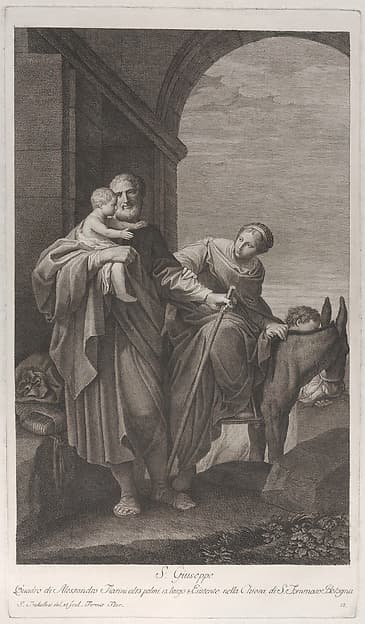 Saint Joseph carrying the Christ Child on the flight into Egypt