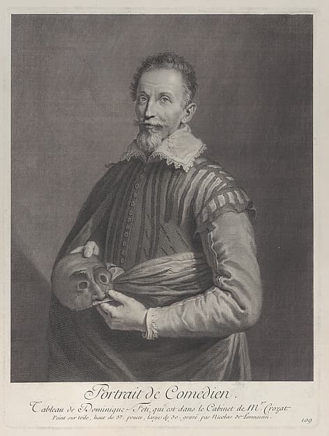 Portrait of a Comedian: portrait of Francesco Andreini holding a mask