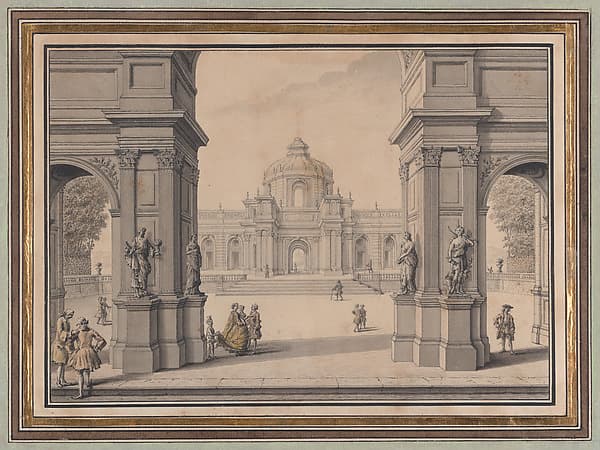 Architectural Capriccio with a Palace seen through a Triumphal Arch
