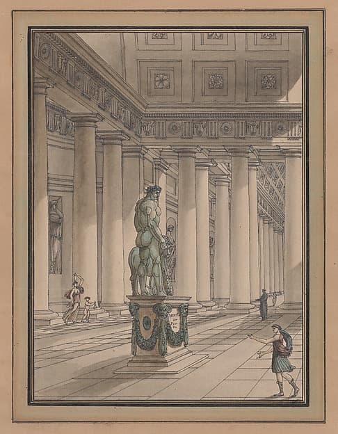 Classical Interior with a Statue of Hercules