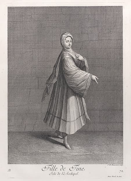 Fille de Tine, Isle de l'Archipel, plate 72 from "Recueil de cent estampes représentent differentes nations du Levant"
