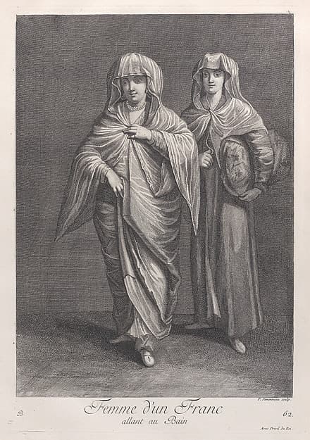 Femme d'un Franc, allant au Bain, plate 62 from "Recueil de cent estampes représentent differentes nations du Levant"