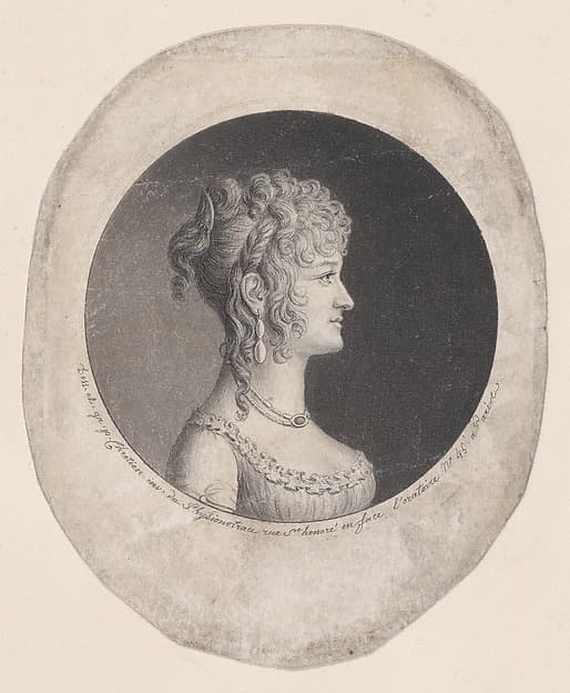 Portrait of a woman to right