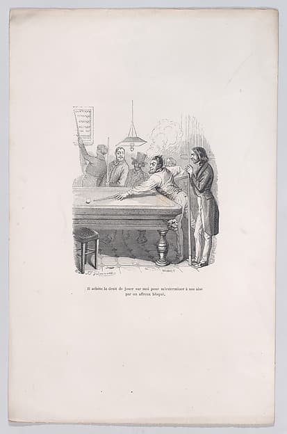 "He buys the right to defeat me at his ease with a successful shot." from the Little Miseries of Human Life