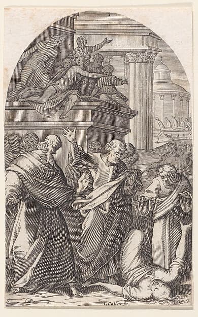 Sapphira Punished by Death, plate 5 from Les Tableaux de Rome, Les Eglises Jubilaires (The Paintings of Rome, The Churches Jubilee)