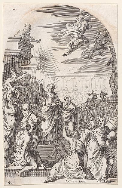 The Fall of Simon the Magician, plate 4 from "Les Tableaux de Rome, Les Eglises Jubilaires" (The Paintings of Rome, The Churches Jubilee)