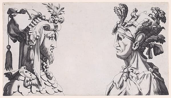 Two Male Busts with Head-dresses for the Ballet