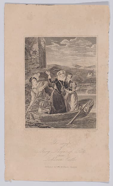 The escape of Mary, Queen of Scots from Loch Leven Castle (frontispiece, from "Mary, Queen of Scots: Her Persecutions, Sufferings, and Trials")