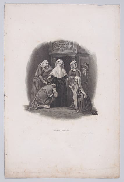 Mary, Queen of Scots distributing her possessions to her friends before her death (from "Histoire de France")