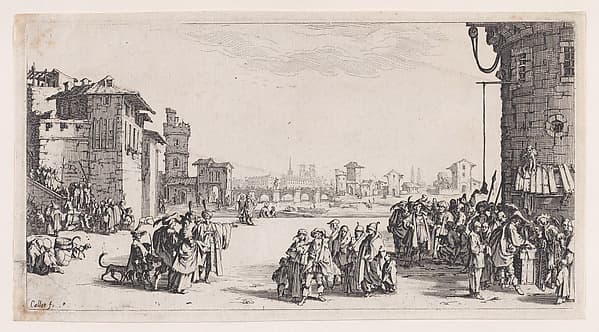 Le Marché d'Esclaves, estampe appelée aussi Les Galériens, Le Petit Paris, La Petite Vue de Paris (The Slave Market, also called The Galley Slaves, The Small Paris, The Small View of Paris)