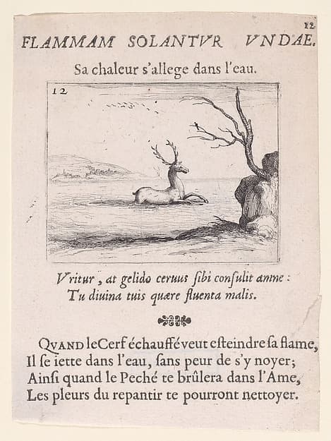Un Cerf dans l'Eau (A Deer in the Water), from Lux Claustri ou La Lumière du Cloitre (The Light of the Cloisters), plate 12