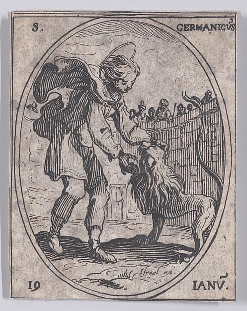 S. Germanique (St. Germanicus), January 19th, from "Les Images De Tous Les Saincts et Saintes de L'Année" (Images of All of the Saints and Feast Days of the Year)