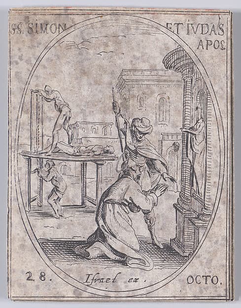 S. Simon et S. Jude, apôtres (St. Simon and St. Jude, Apostles), October 28th, from "Les Images De Tous Les Saincts et Saintes de L'Année" (Images of All of the Saints and Religious Events of the Year)