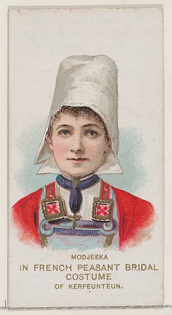 Modjeska in French Peasant Bridal Costume of Kerfeunteun, from the set Actors and Actresses, First Series (N70) for Duke brand cigarettes