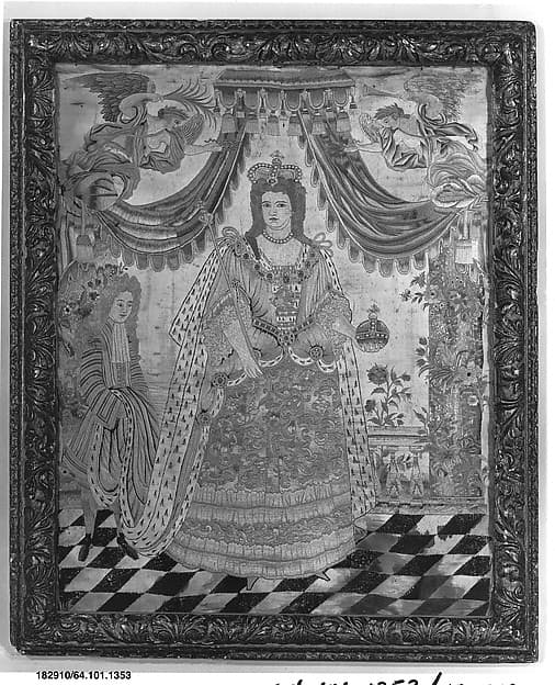 Embroidered portrait of Queen Anne of Great Britain
