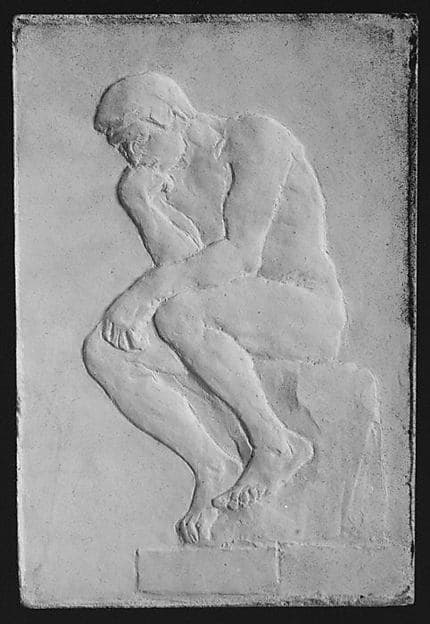 Positive and negative molds of a relief after Rodin's Thinker