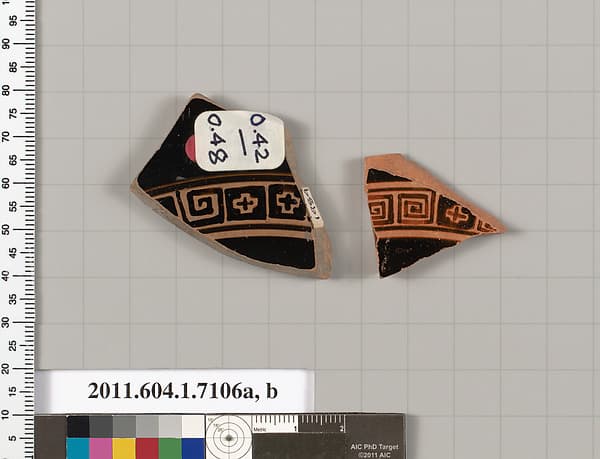 Terracotta fragments of kylikes (drinking cups)