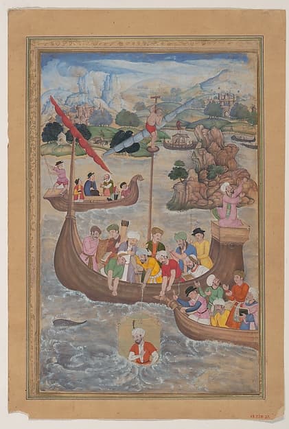 "Alexander is Lowered into the Sea", Folio from a Khamsa (Quintet) of Amir Khusrau Dihlavi
