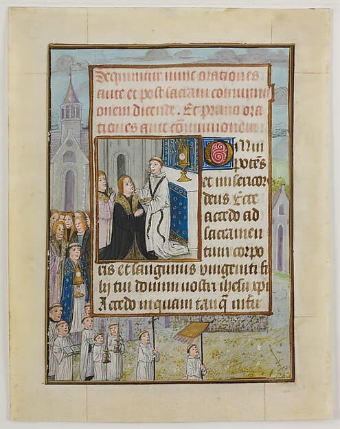 Manuscript Leaf with the Holy Communion, from a Book of Hours