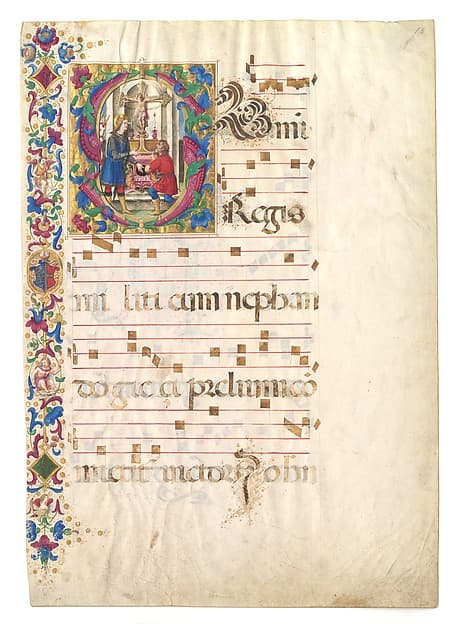 Manuscript Leaf with Saint John Gualbert in an Initial S, from an Antiphonary