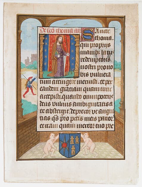 Manuscript Leaf with Saint Thomas, from a Book of Hours