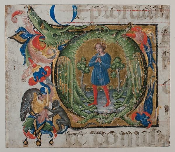 Manuscript Illumination with Initial Q, from a Choir Book