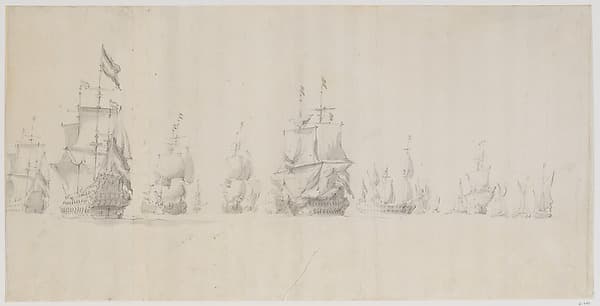 A Dutch Fleet Under Sail at Sea in a Light Breeze
