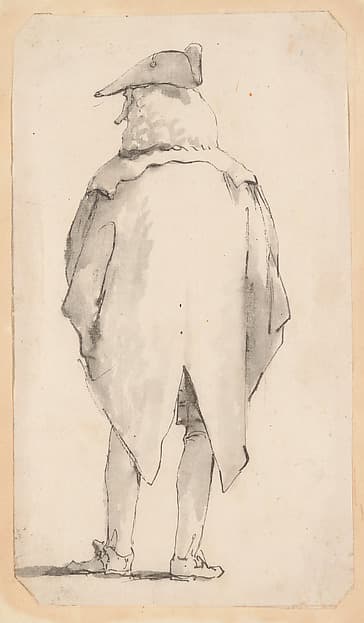 Caricature of a Man Wearing a Wig and a Tricorne, Seen from Behind