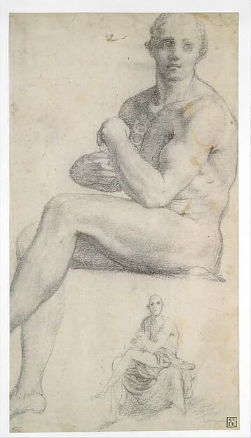 Two Studies of a Seated Male Nude